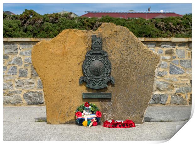 Royal Marines memorial in Stanley in the Falkland Islands Print by Steve Heap
