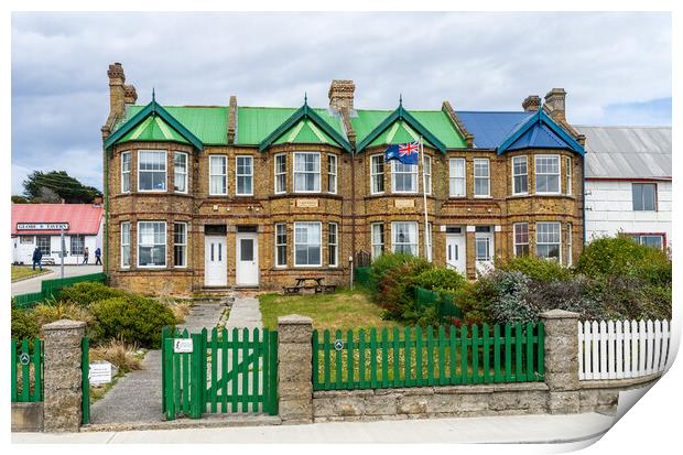 Jubilee Villas on the main street of Stanley Falkland Islands Print by Steve Heap