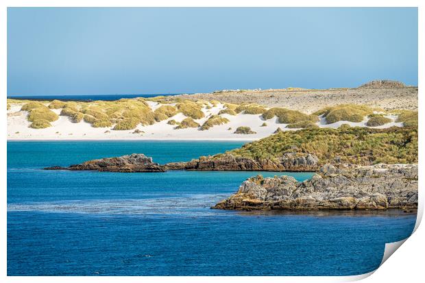 White sandy beaches near Port Stanley on Falkland Islands on sun Print by Steve Heap