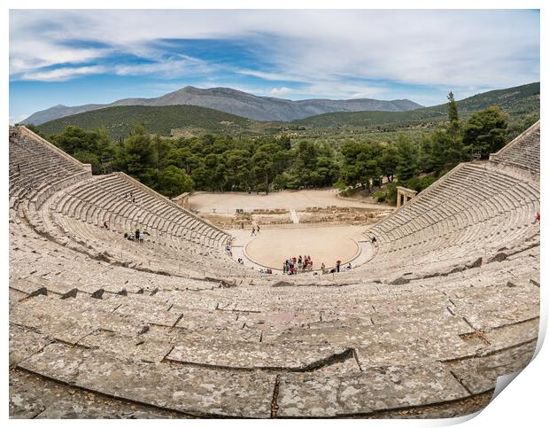 Massive amphitheatre at Sanctuary of Asklepios at Epidaurus Gree Print by Steve Heap