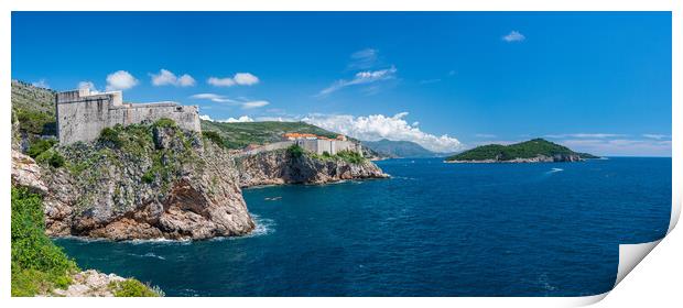 Fort Lawrence and city walls of the old town of Dubrovnik in Cro Print by Steve Heap