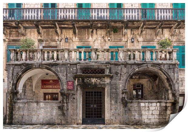 Palace of Pima Family in the Old Town of Kotor in Montenegro Print by Steve Heap