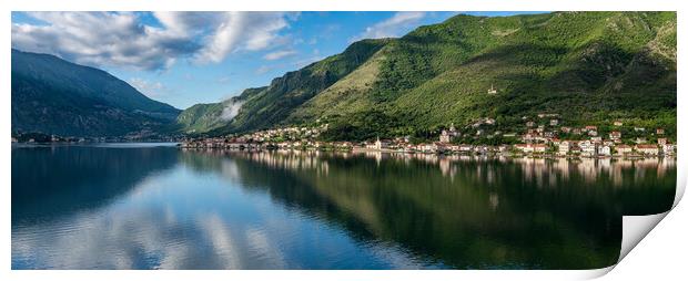 Town of Prcanj on the Bay of Kotor in Montenegro Print by Steve Heap