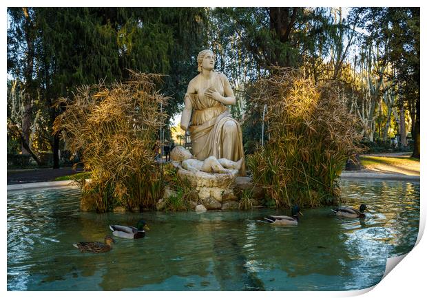 Fountain of Moses in Borghese Gardens Print by Steve Heap