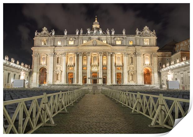 Entrance to St Peters Basilica at Easter Print by Steve Heap