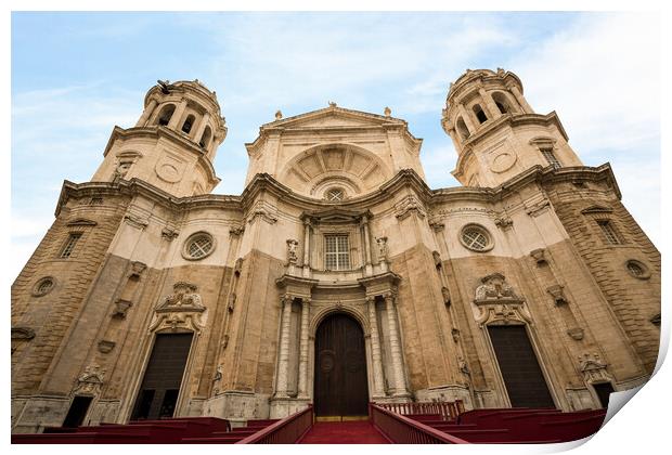 Cathedral in Cadiz, Southern Spain Print by Steve Heap