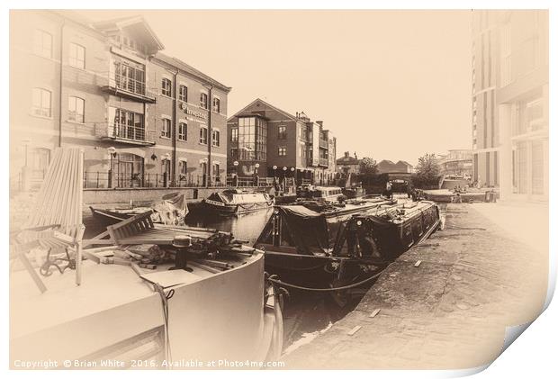 Period style image of Leeds Liverpool Canal at Gra Print by Brian R White