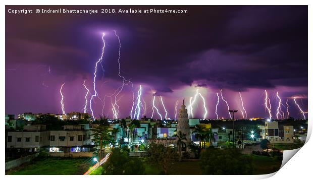 Thunder and lightning Print by Indranil Bhattacharjee