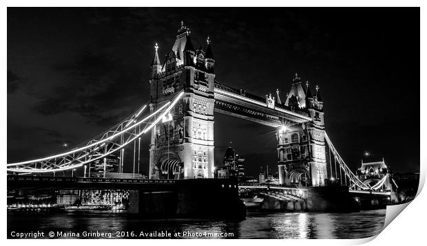 Tower Bridge at Night Print by MazzBerg 