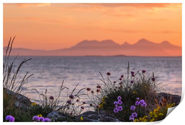 Scottish Hebrides sunset Print by geoff shoults