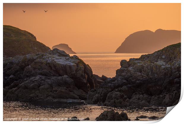 Ramsey Island sunset Print by geoff shoults