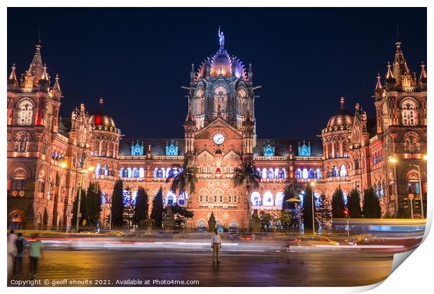 The CST railway station, Mumbai Print by geoff shoults