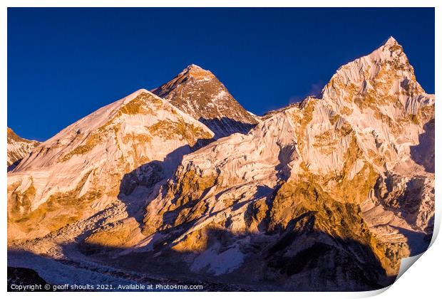 Everest sunset Print by geoff shoults