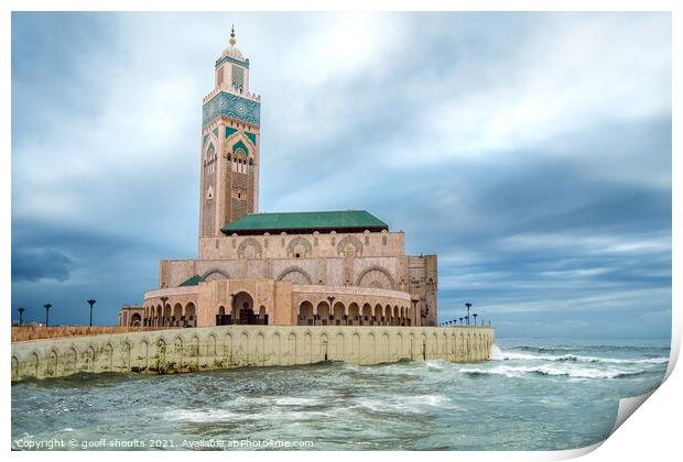 Hassan II Mosque Print by geoff shoults