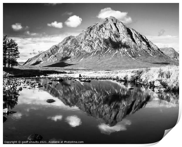 Buchaille, black and white Print by geoff shoults