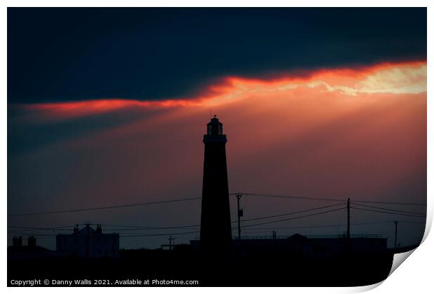 The Old Dungeness Lighthouse at Sunset Print by Danny Wallis