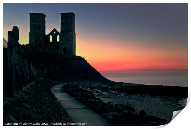 Sunset at Reculver Towers Print by Danny Wallis