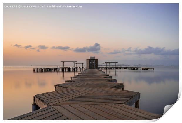 Jetty at Sunrise Print by Gary Parker