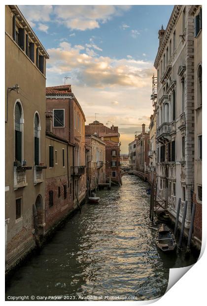 Typical Venetian canal, early in the morning.  Print by Gary Parker