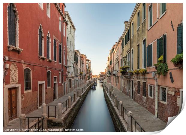 Typical Venetian canal, early in the morning. Venice, Italy. Print by Gary Parker