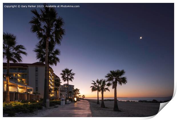 A beach path on Coronado beach, San Diego, at sunrise.  Print by Gary Parker