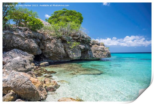 The crystal clear, turquoise ocean of the southern Caribbean sea Print by Gary Parker