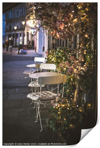 Bistro tables Print by Gary Parker