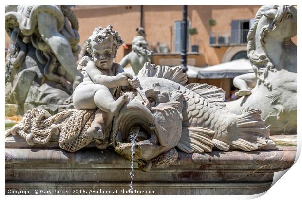 Fountain of Neptune - Rome Print by Gary Parker