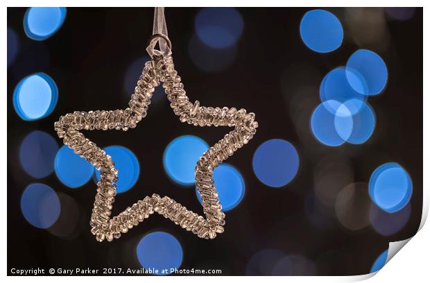 Silver Star at Christmas, against a soft focus Print by Gary Parker