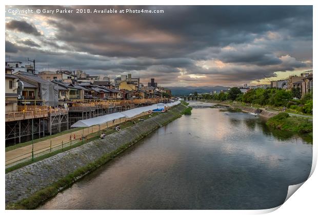 Kyoto River in the Summer Time Print by Gary Parker