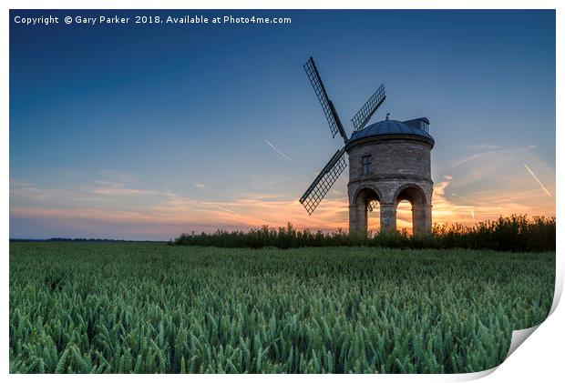 Chesterton Windmill at sunset Print by Gary Parker