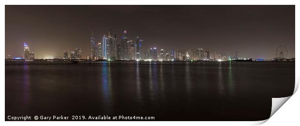 Skyscrapers of Dubai Marina at night  Print by Gary Parker