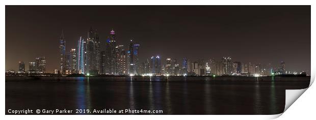 Skyscrapers of Dubai Marina at night.  Print by Gary Parker