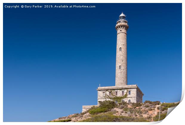 Cabo de Palos lighthouse, in Murcia, Spain Print by Gary Parker