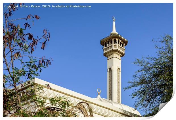 Bastakiya Mosque, Bur Dubia, UAE Print by Gary Parker
