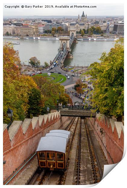 Funicular railway to Buda Castle, Budapest Print by Gary Parker