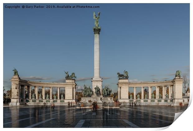 Hero's Square, Budapest, Hungary, on a bright, sun Print by Gary Parker