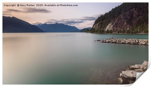 Smooth water of Porteau Cove, BC, Canada Print by Gary Parker