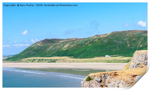 Rhossili Bay, Wales, on a summers day  Print by Gary Parker