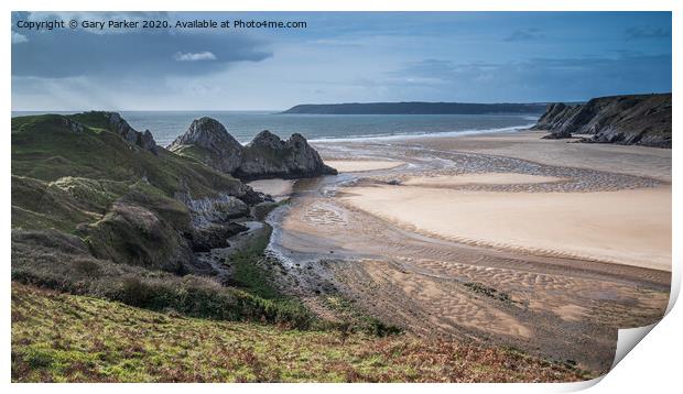 Three Cliffs Bay, the Gower Peninsular Print by Gary Parker