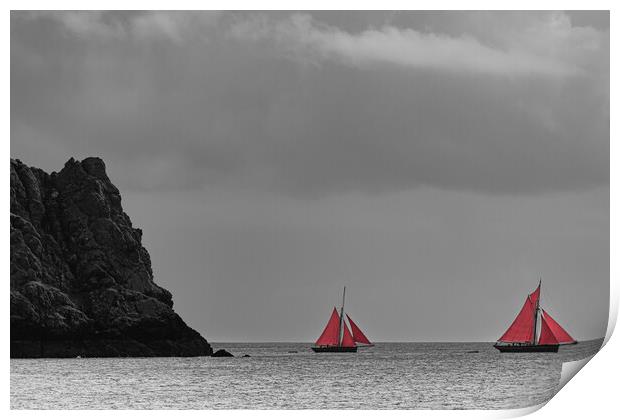 Red Sails Print by Mark S Rosser