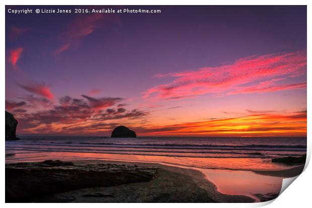 Sunset Beach - Trebarwith Strand Print by E J T Photography