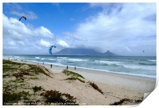 Cape Town Kite Surfers Print by George Haddad