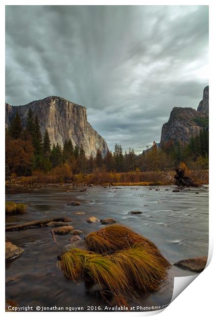 Storm over Yosemite Valley Print by jonathan nguyen