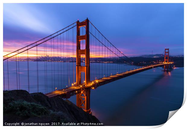 Dawn Over Golden Gate Print by jonathan nguyen