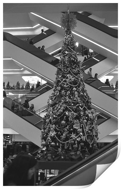 Stairs to Christmas tree  Print by Alfredo Bustos