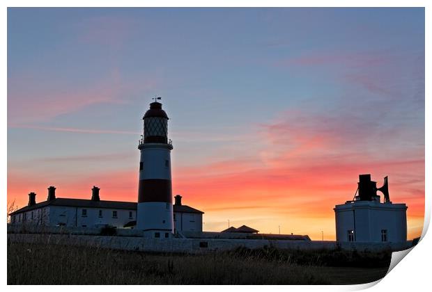 Souter Lighthouse Sunset Print by Rob Cole