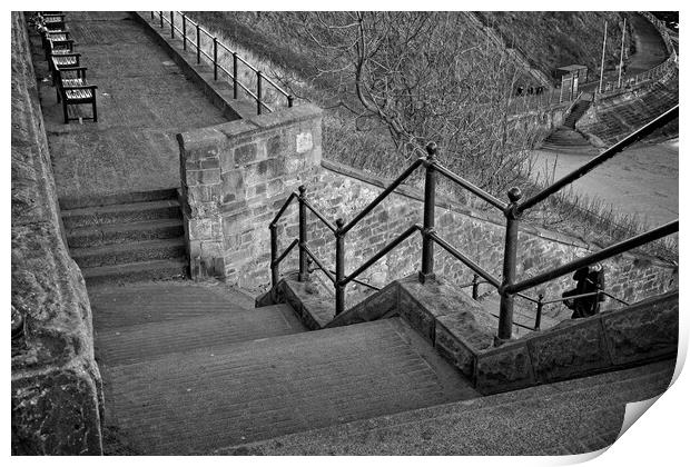King Edwards Bay Steps, Tynemouth Print by Rob Cole