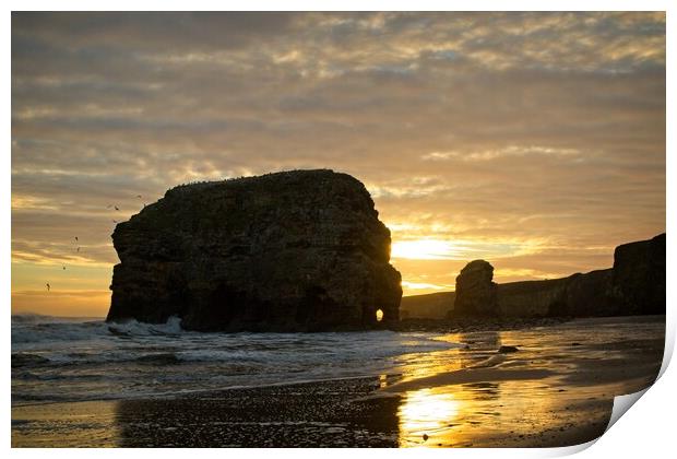 Majestic Sunrise at Marsden Rock Print by Rob Cole