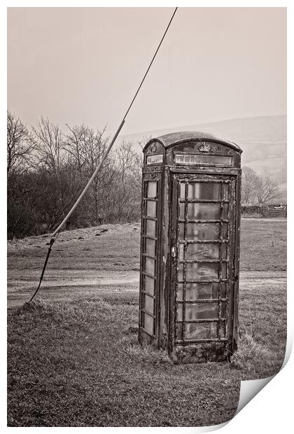 Old Telephone Box, Marsett, Yorkshire Print by Rob Cole